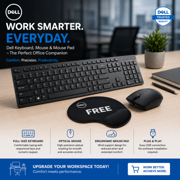 Dell Wired Keyboard Mouse Combo with FREE Mouse Pad in Karachi Pakistan