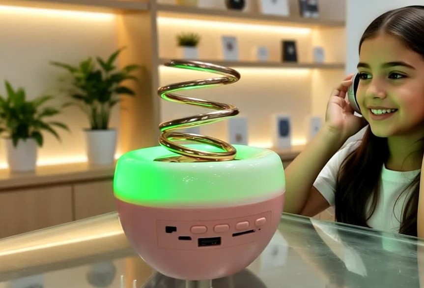 Bluetooth Speaker With Lighting and Spring Movement ( For Gift Purpose )