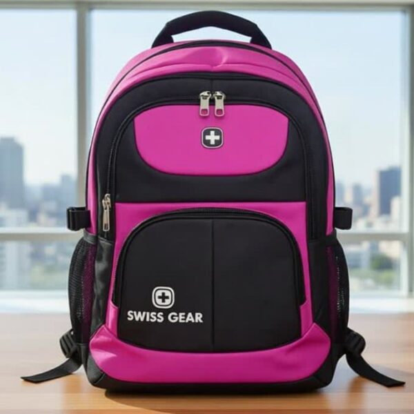 Laptop-Office Black and Pink Backpack with Multi-Compartments